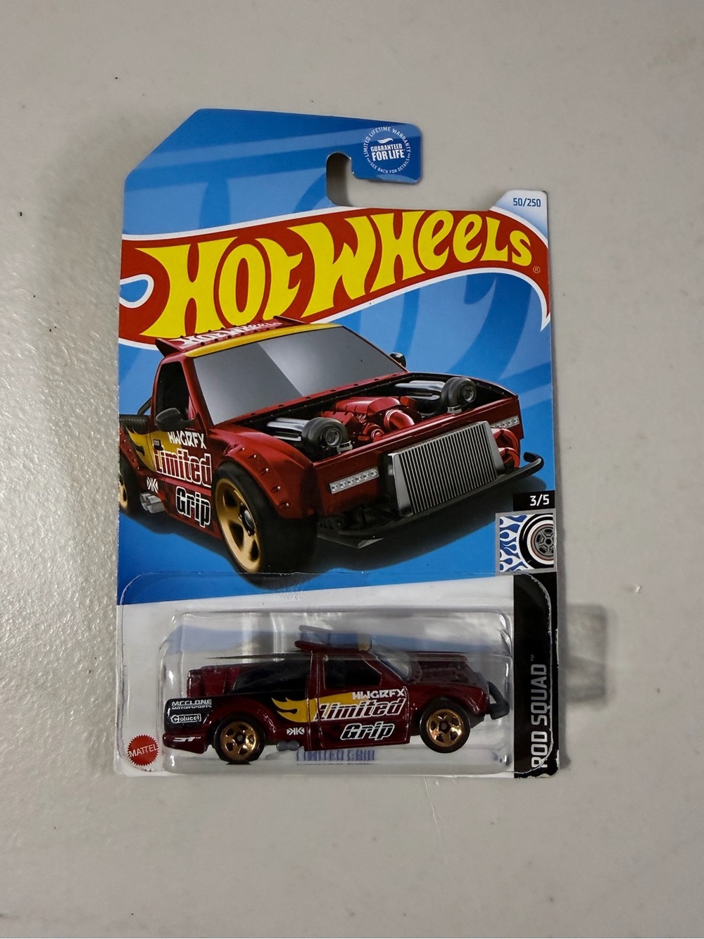 Mattel Hot Wheels Red and Gold Limited Grip Die-Cast Car